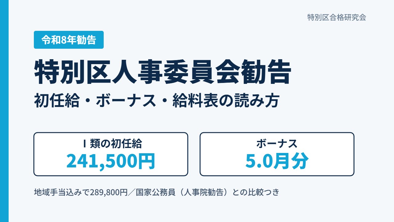 特別区人事委員会勧告（令和8年）初任給・ボーナス・給料表の読み方